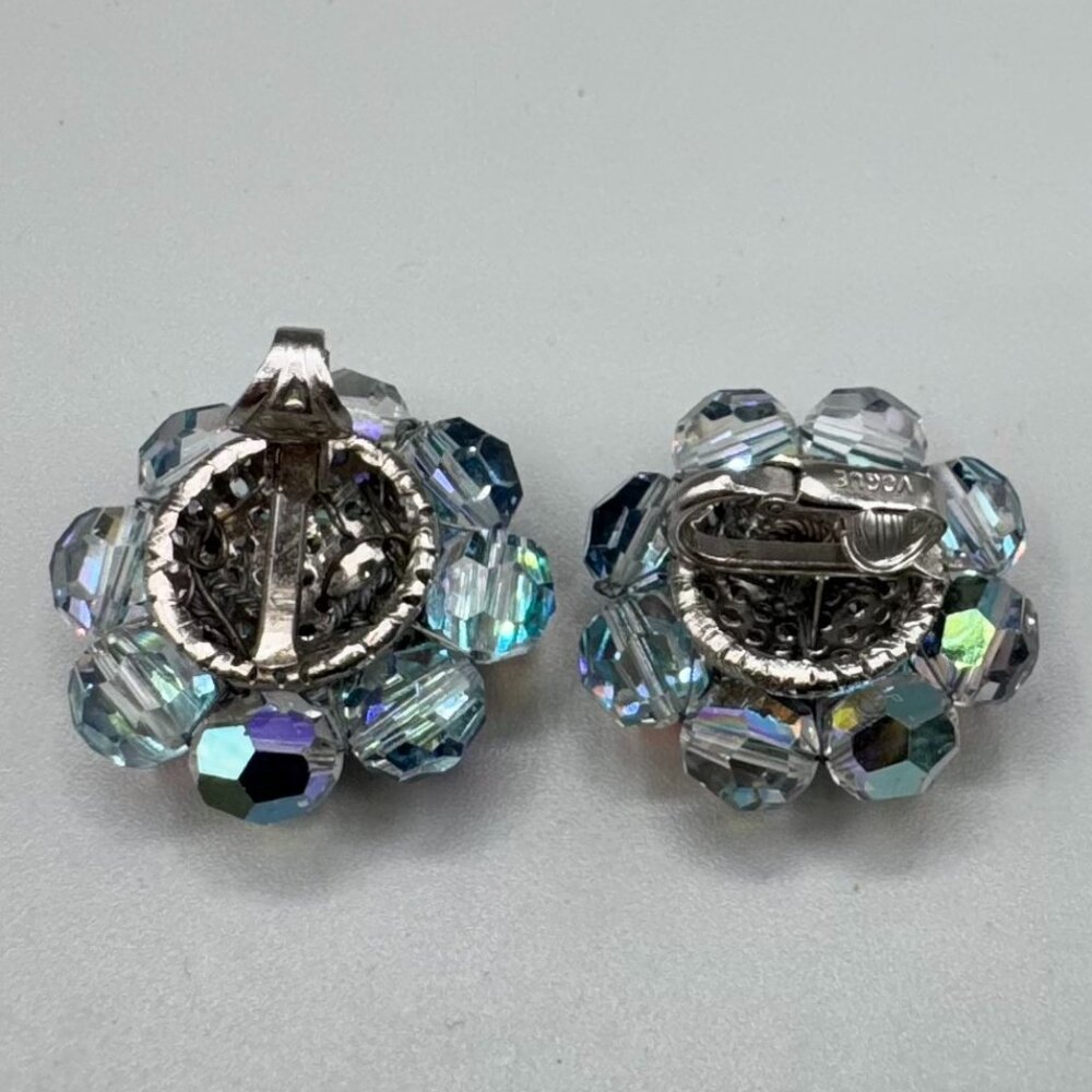 Vintage Vogue Crystal and Rhinestone Clip On Earrings, Signed - Picture 4 of 8